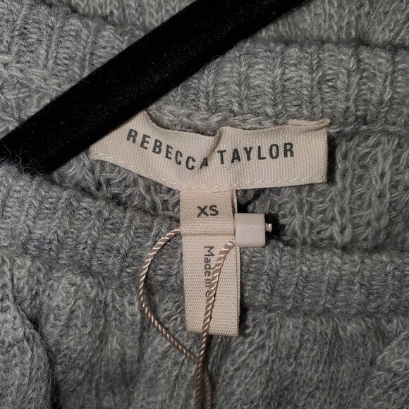 REBECCA TAYLOR Alpaca Wool Pullover Ruffle Sweater Gray One shoulder XS NWT - Picture 5 of 11